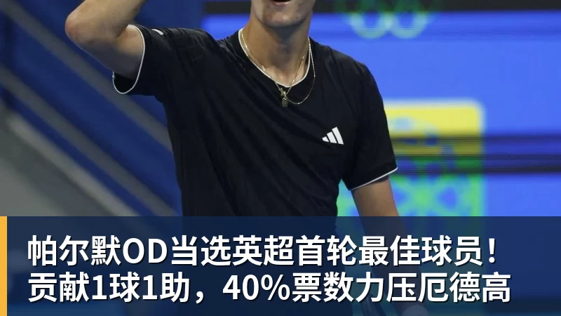 完美体育帕尔默OD当选英超首轮最佳球员！贡献1球1助，40%票数力压厄德高